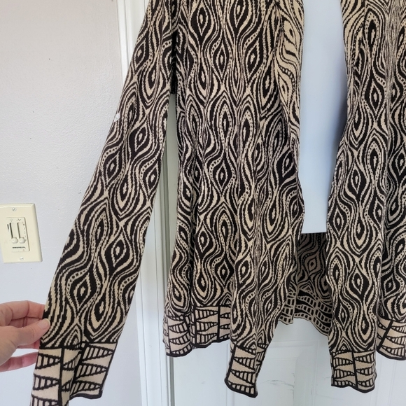 MOTH Anthropologie The Eyes Have It Brown And Cream Open Knit Cardigan Size L - Picture 5 of 11